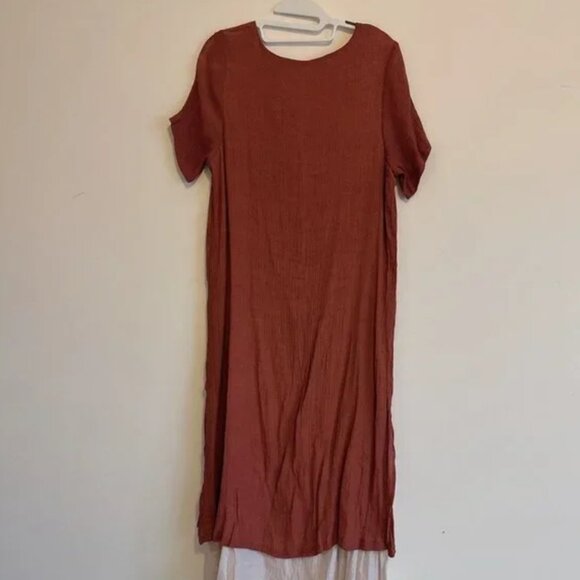 Lightweight Flowy Summer Short Sleeve Color Block Long Maxi Dress - Picture 3 of 4